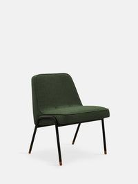 CHAISE CLUB EN MÉTAL 366 – Vert en tissu boucle vert bouteille