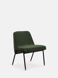 CHAISE CLUB EN MÉTAL 366 – Vert en tissu boucle vert bouteille