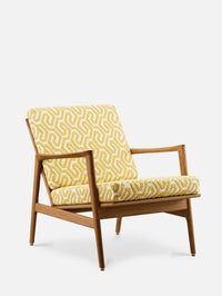 CHAISE LOUNGE STEFAN – Jaune en tissu café moutarde