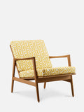 CHAISE LOUNGE STEFAN – Jaune en tissu café moutarde