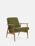 CHAISE LOUNGE FOX – Vert en tissu boucle olive