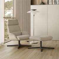 Fauteuil lounge Rever dossier haut coque tissu Aluminium noir & Asis 132