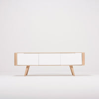 Buffet bas Ena chêne - blanc 135 x 42 cm