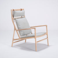 Chaise lounge Dedo chêne - tissu bleu-gris