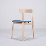 Chaise Nora chêne - tissu bleu