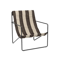 Fauteuil DESERT rayures blanc cassé et chocolat