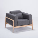Fauteuil Fawn chêne - tissu anthracite
