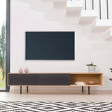 Meuble TV 160 Fina chêne - linoléum noir