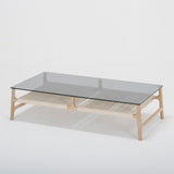 Table basse Fawn chêne - verre trempé gris