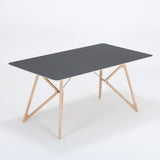 Table Tink chêne - plateau linoléum noir